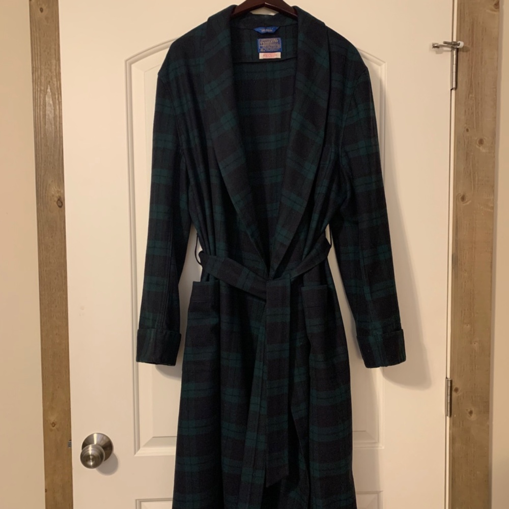 Mens Black Watch Tartan Pendleton Robe
